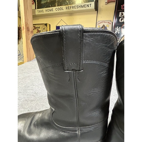 Justin Style 3133 Black Roper Leather Western Cowboy Boots Men's 6.5E - Picture 8 of 16